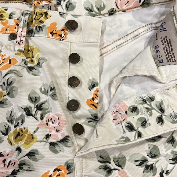 Citizens Of Humanity Floral Chloe High Waist Cut Off Button Fly Shorts Size 25 - Picture 4 of 8